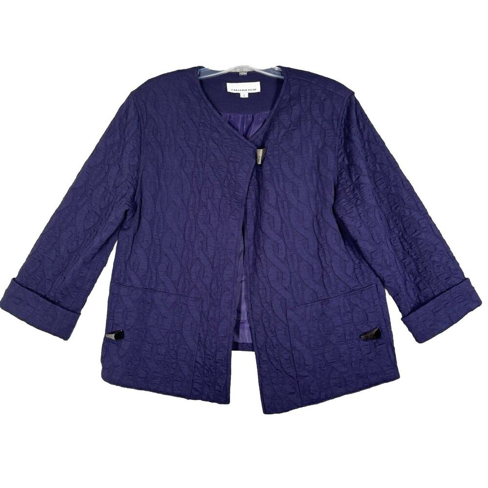 Caroline Rose Blazer Womens Large Purple Textured Wool Business Office Casual